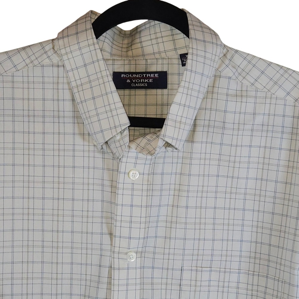 Roundtree & Yorke Classics Mens XL Checkered Long Sleeve Button Down Shirt
